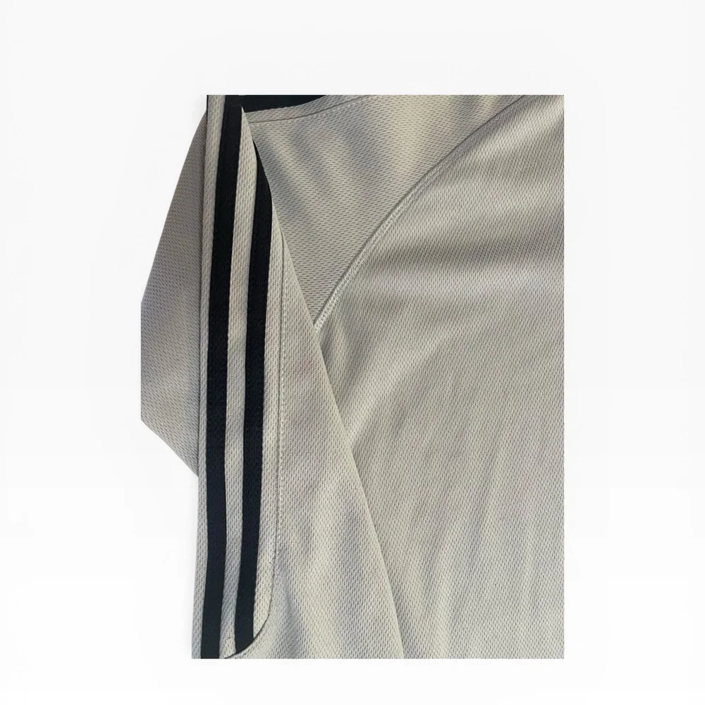 adidas Light Gray Short-Sleeve Quarter-Zip with Black Shoulder Stripes
